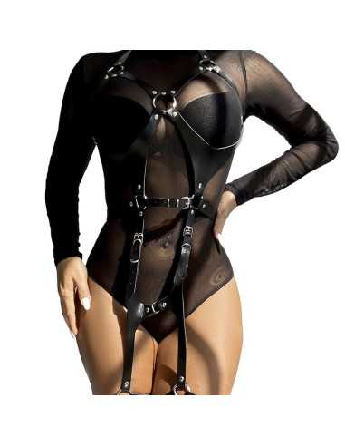 Subblime Full Body Harness With Leather Buckles Black One Size