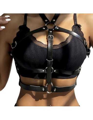 Subblime Leather Ring Chest Harness Black One Size