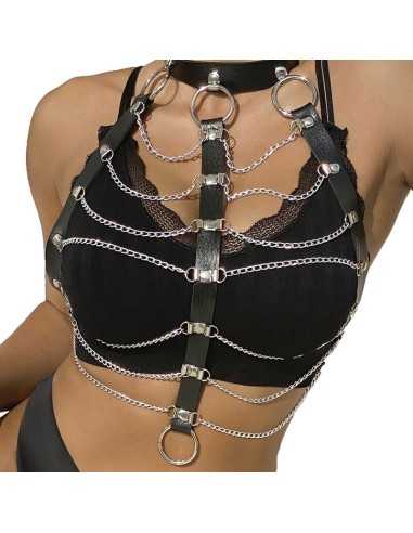 Subblime Brustharness Lederketten Schwarz Einheitsgrösse - MySexyShop.eu