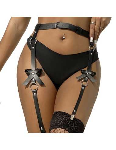 Subblime Leather Chainleg Harness Black One Size