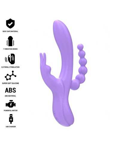 Intense Miko Triple Vibrator Rabbit & Stimulator & Anal 7 Vibrations Purple