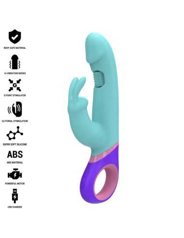 Intense Monica Rabbit Vibrator With Rotating G-Spot Stimulator Blue