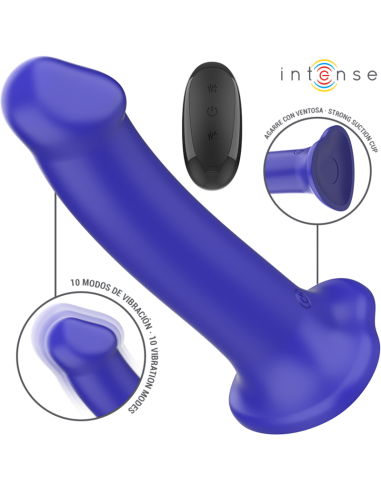 Intense Victoria Vibrator With Suction Cup 10 Vibrations Dark Blue Remote Control