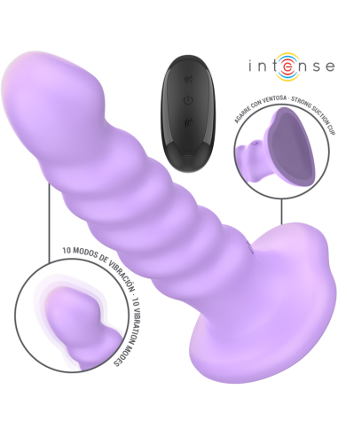 Intense Brenda Vibrator Size M Spiral Design 10 Vibrations Purple Remote Control