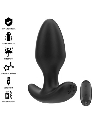 Intense Joey Anal Plug 10 Vibrations Black Remote Control