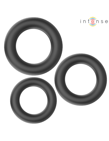 Intense Hugh 3 Basic Silicone Penis Rings Black