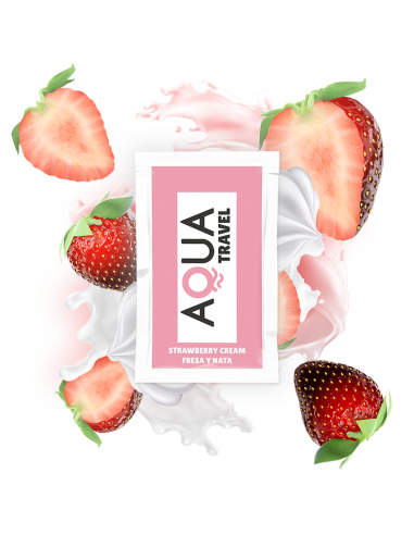 Aqua travel strawberry cream flavour waterbased lubricant 6 ml | MySexyShop (PT)