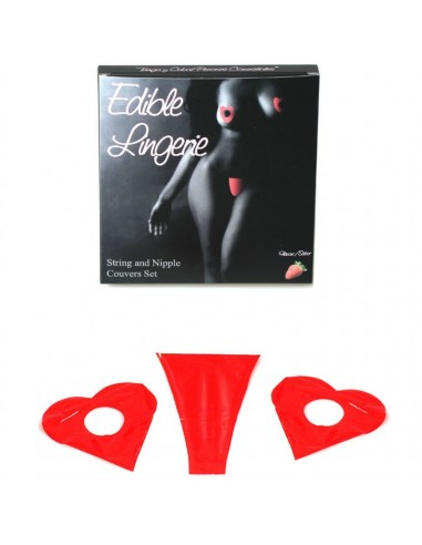Secretplay Thong And Edible Nipples Cover Strawberry -