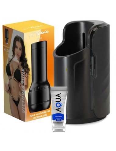 Kiiroo keon + feel victoria june stroker + aqua quality lube 50 ml - MySexyShop (ES)