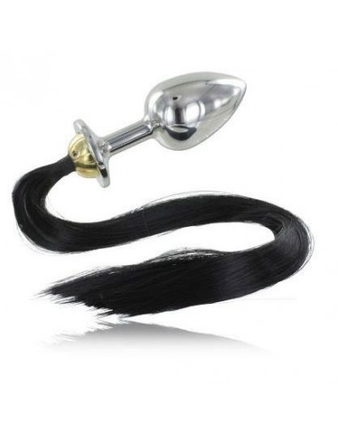 Plug Anal Poney Cheveux Noir Metalhard 8.89cm - MySexyShop