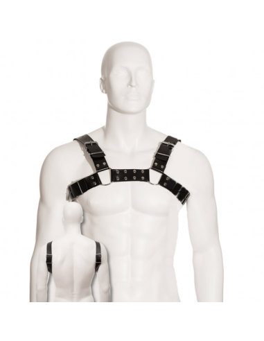 Body leather black bull dog harness