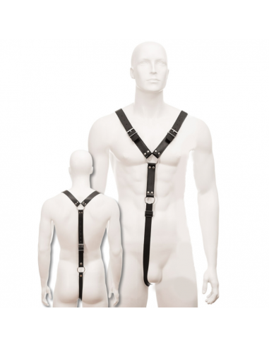 Leather body harness men black