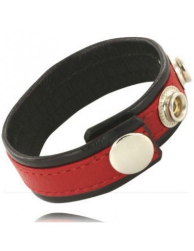 Leather body cock and ball strap with snaps black and red - MySexyShop (ES)