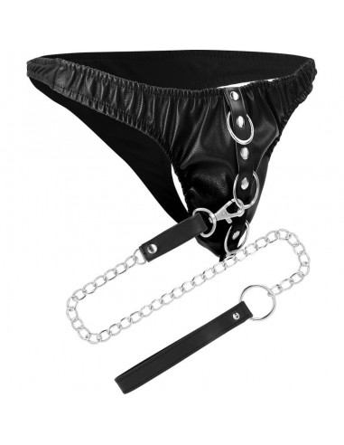 Darkness black underpants with leash