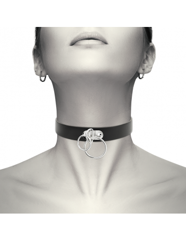 Coquette hand crafted choker vegan leather double ring | MySexyShop (PT)
