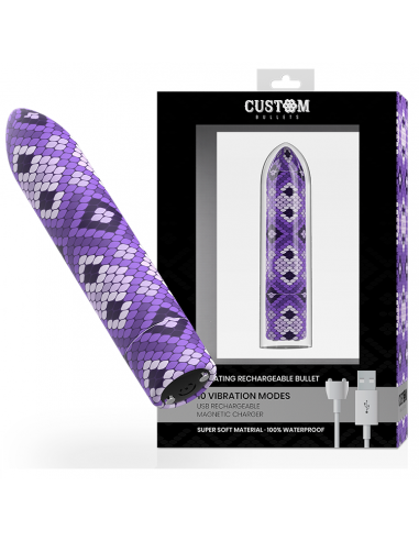 Custom bullets rechargeable snake purple magnetic bullet 10v - MySexyShop.eu